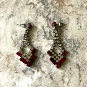 Ruby with cz pierced earrings